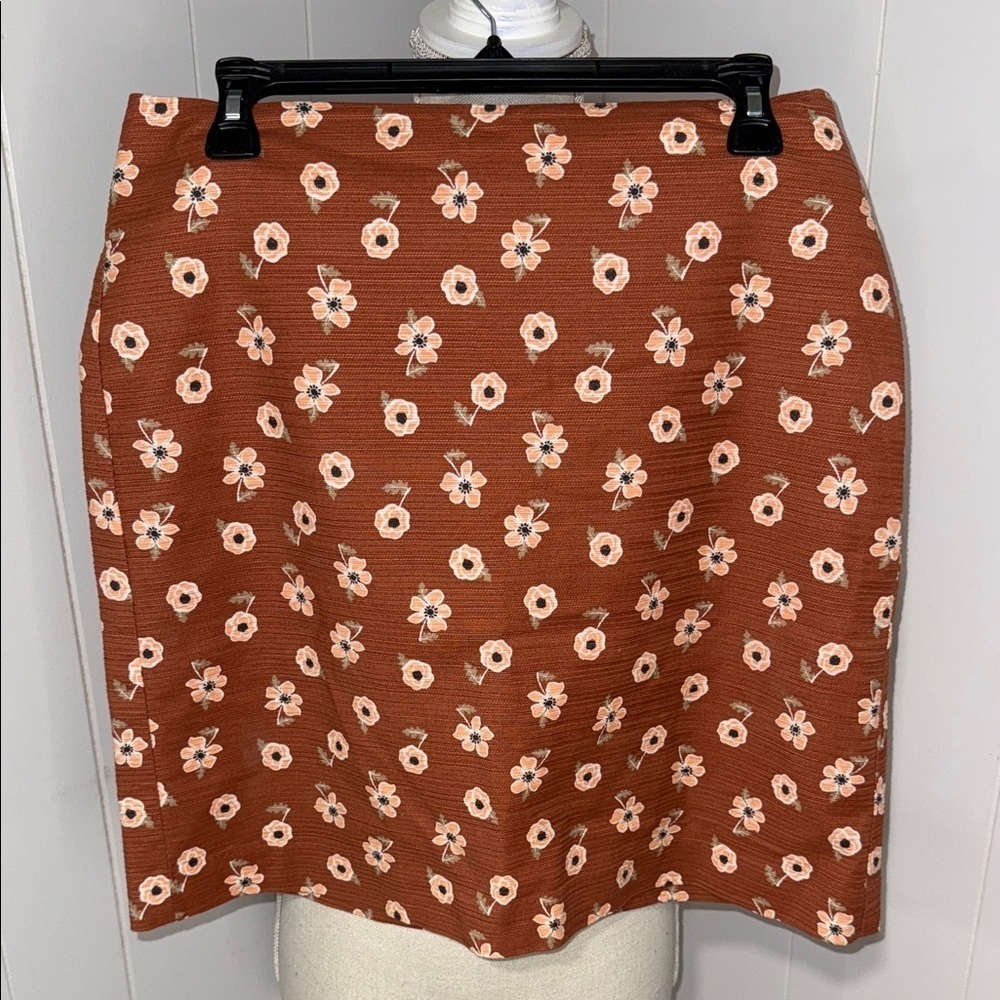 Ann Taylor Rust Floral Mini Skirt